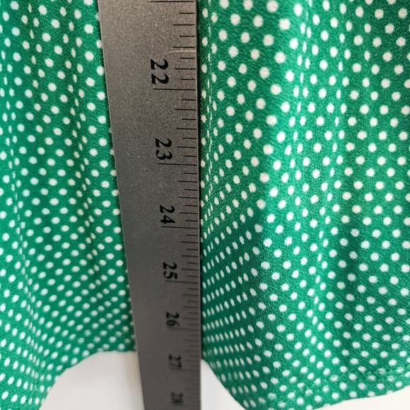 Adrianna Papell Blouse Womens Size Medium Green Polka Dot Ruffle Sleeve Classic - Picture 7 of 10